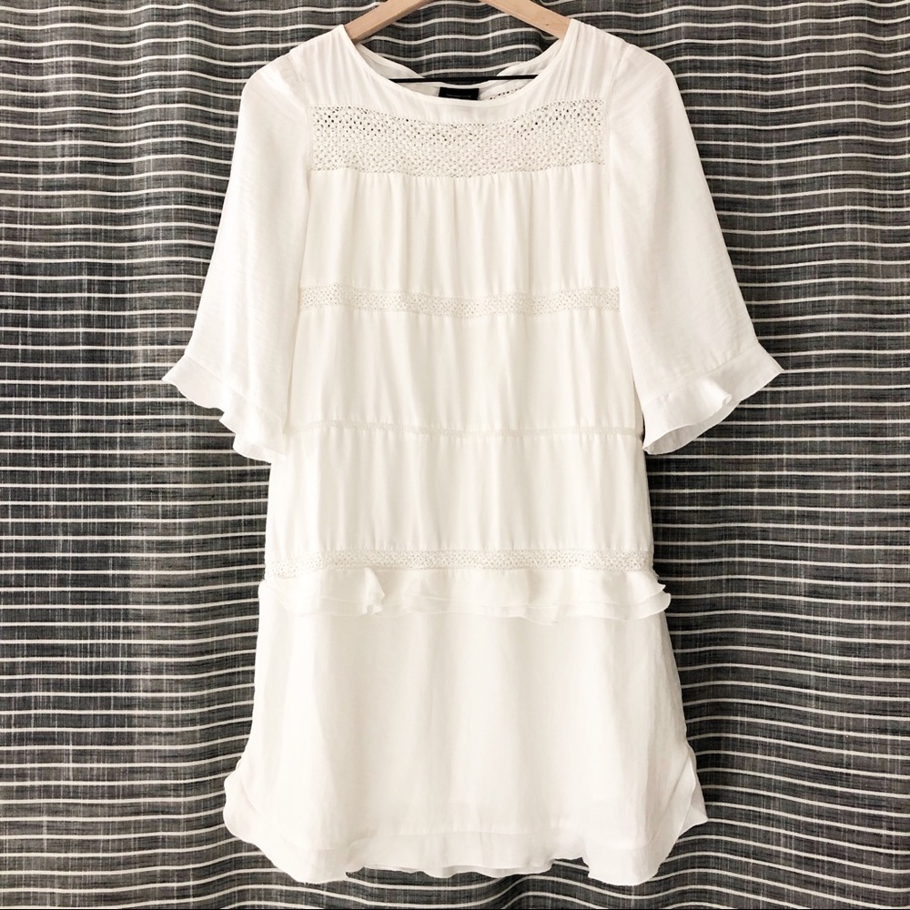 Who What Wear | White Boho Ruffle Shift Dress